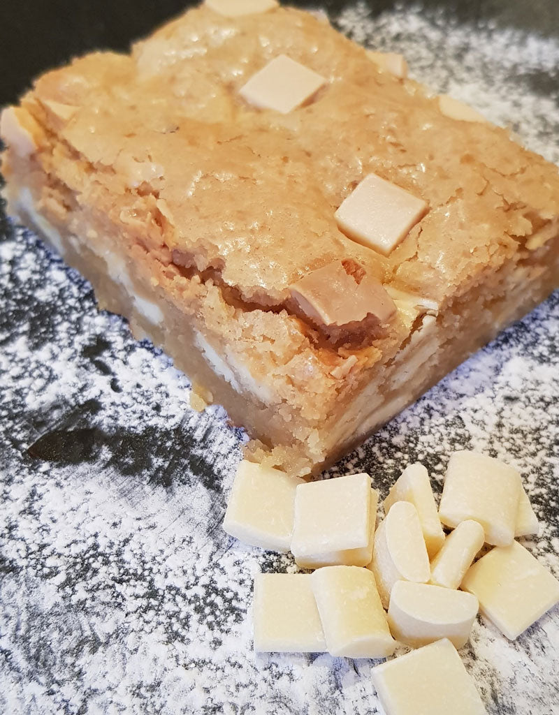 Blondie, with hints of butterscotch and white chocolate chips. 